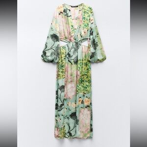 Zara floral print cutout dress